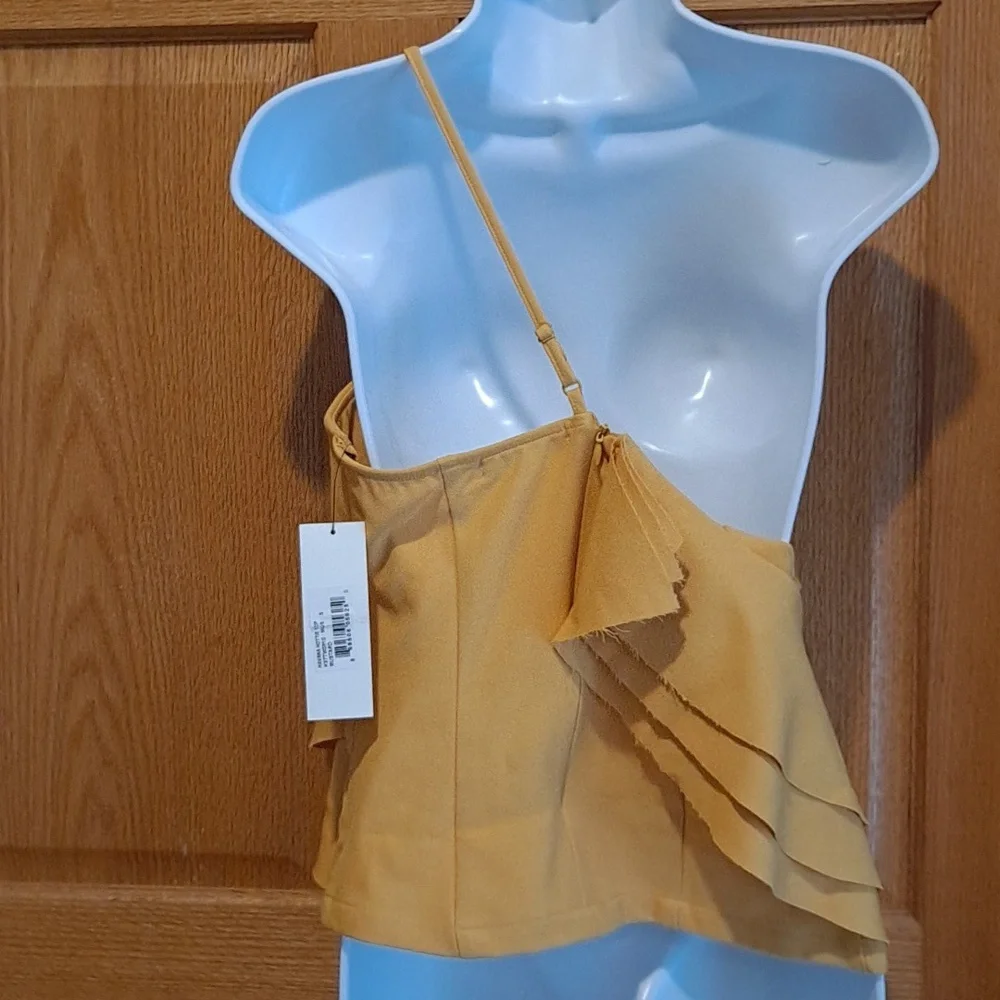 NWT Anthropologie Bishop + Young Sunflower Yellow One Sleeve Camisole Top - Picture 6 of 9